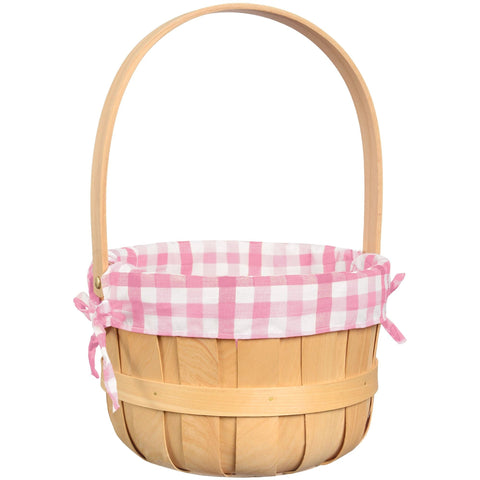Round Wood Chip Basket - Pink