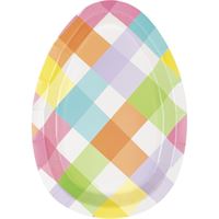Eggcellent Easter Egg Shaped 12 x 8.5" Plates  8ct"