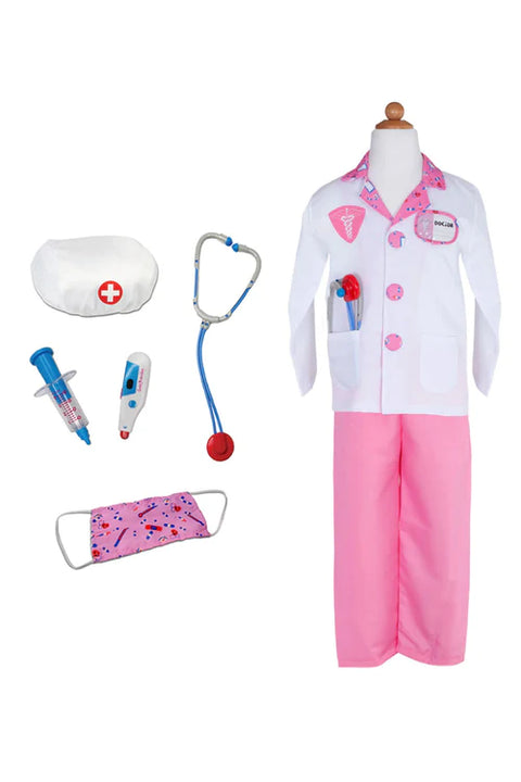 Pink Doctor Set Includes 8 Accessories, Size 5-6