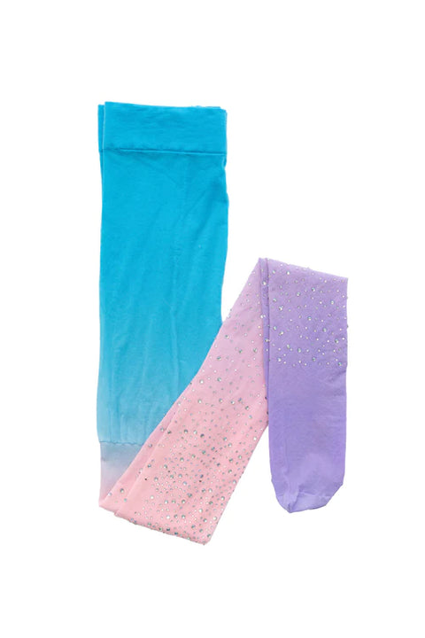 Rhinestone Tights Ombre Lilac/Pink/Blue, Size 3-8