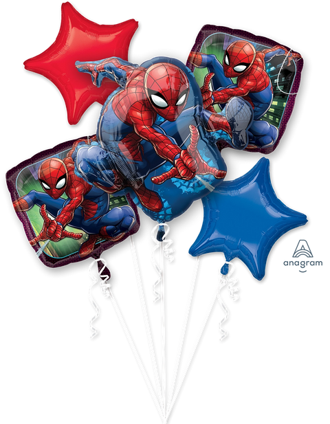Bouquet de ballons à l'hélium - Spider-Man (sans latex)