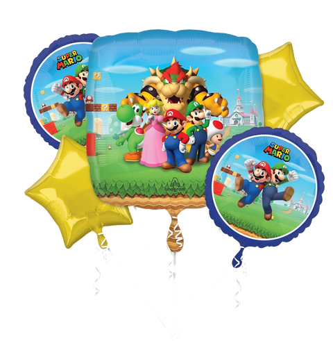 Bouquet de ballons à l'hélium - Mario Bros. (sans latex)