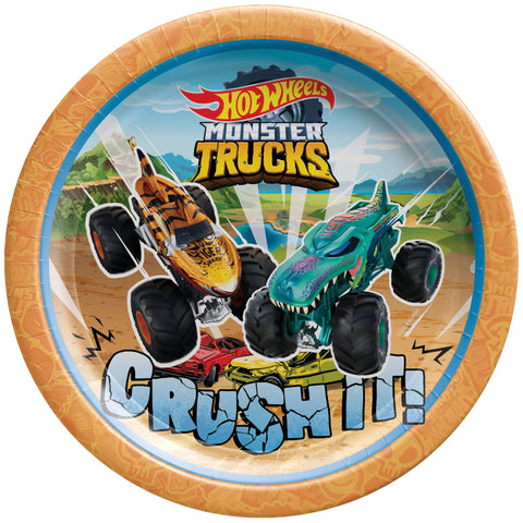 Assiettes à dessert en carton 7po - Hot Wheels Monster Truck (8/pqt)