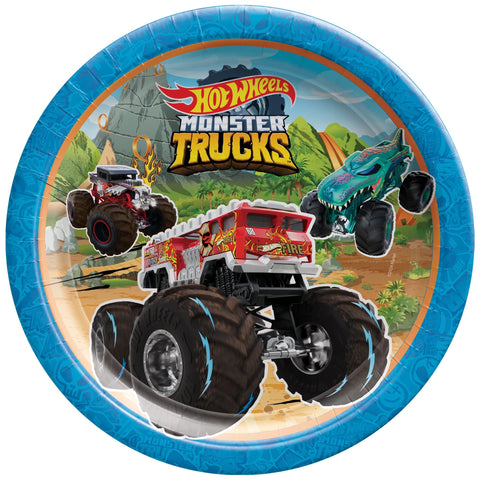 Assiettes à dîner en carton 9po - Hot Wheels Monster Truck (8/pqt)