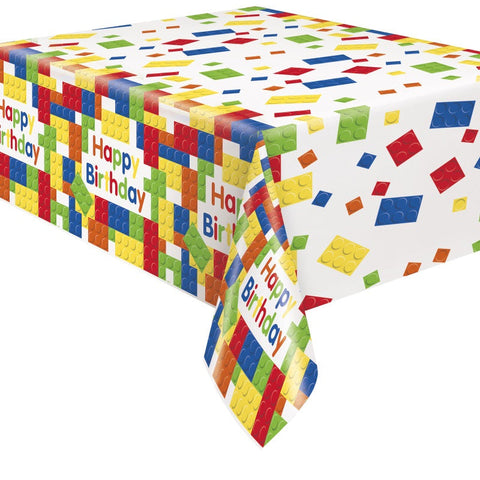 Building Blocks Birthday Rectangular Plastic Table Cover  54 x 84""