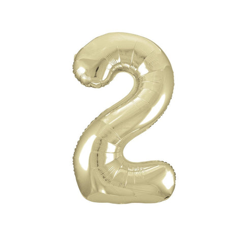 Gold Number 2 Shaped Foil Balloon 34  Packaged"
