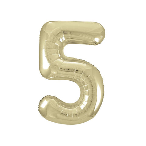 Gold Number 5 Shaped Foil Balloon 34  Packaged"