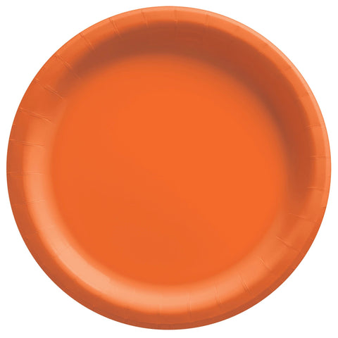 Assiettes rondes en papier dîner - Orange (20/pqt)