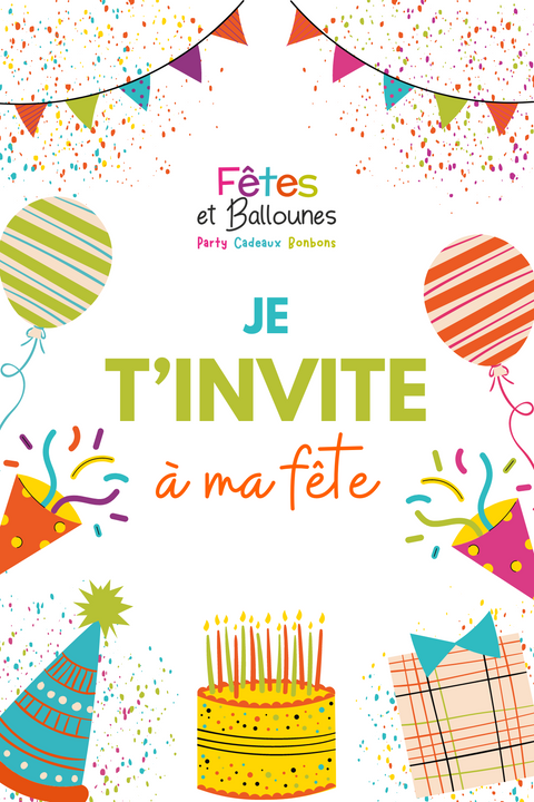 Cartons invitation - Fêtes et Ballounes (10/pqt)