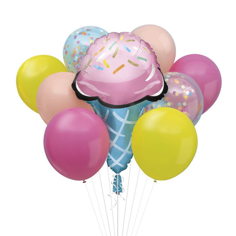 Ensemble de bouquet de ballons en aluminium et en latex - Gâteau et bonbons arc-en-ciel