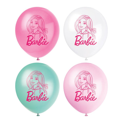 Ballons en latex assortie - Barbie (8/pqt)