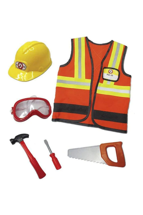 Construction Worker Set Includes 7 Accessories, Size 5-6
