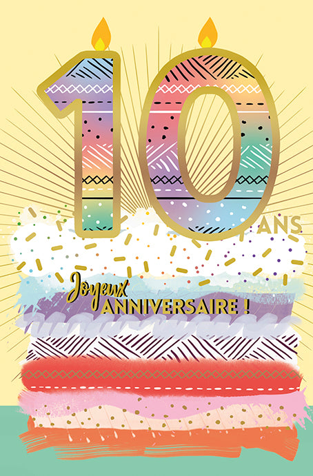 10 ans - Joyeux anniversaire - Carte de souhaits - Incognito