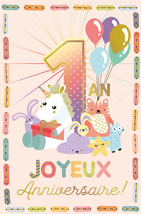 1 an - Joyeux anniversaire - Carte de souhaits - Incognito