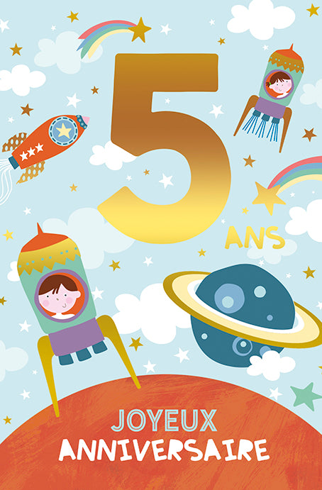 5 ans - Joyeux anniversaire - Carte de souhaits - Incognito