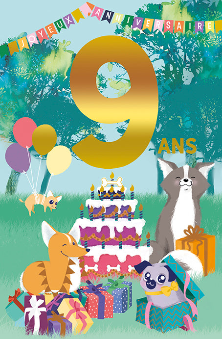 9 ans - Joyeux anniversaire - Carte de souhaits - Incognito