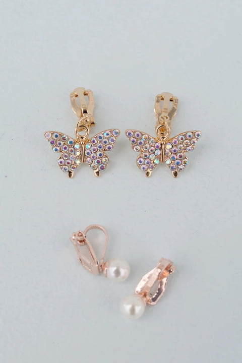 Boutique Butterfly Clip On Earrings, 2 Sets