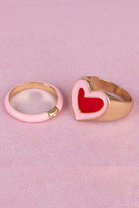 Boutique Chic Tickled Pink Rings, 2pcs
