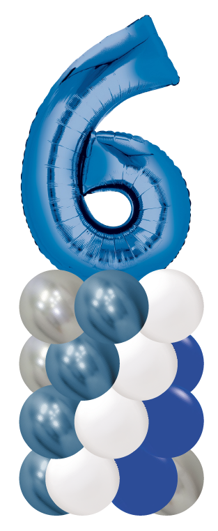 Petite colonne de ballons - Bleu, argent et blanc - Sans location de structure