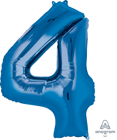 Ballon en aluminium (34") - Chiffre 4 - Bleu