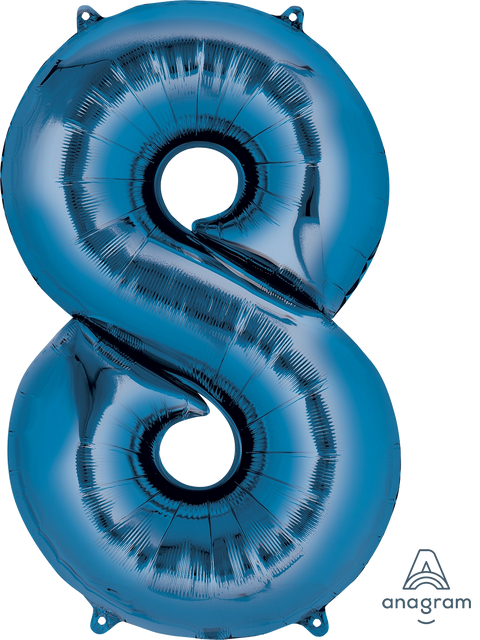 Ballon en aluminium (34") - Chiffre 8 - Bleu