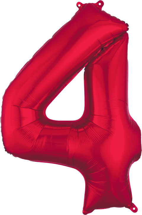 Ballon en aluminium (34") - Chiffre 4 - Rouge
