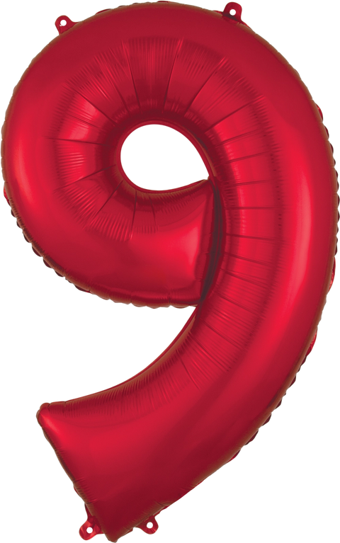 Ballon en aluminium (34") - Chiffre 9 - Rouge