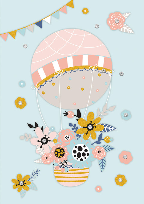 Montgolfier de fleurs - Grande carte de souhaits - Incognito