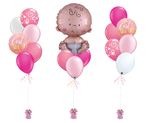 Bouquets de ballons - Bébé - Fille Rose Fushia