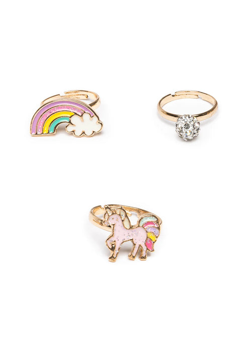 Boutique Unicorn Rainbow Rings, 3pcs