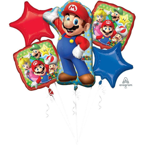 Bouquet de ballons à l'hélium - Mario Bros. (sans latex)