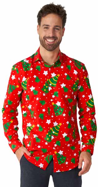Chemise Arbres et étoiles rouges - Noël - Suitmeister