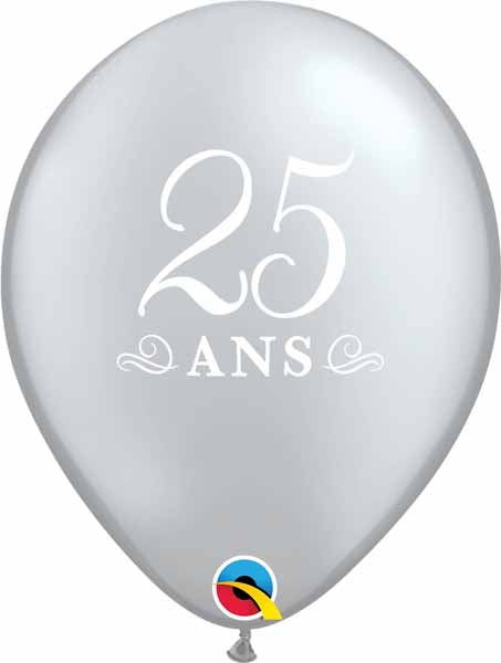Ballon 25 ans - Argent - 11"