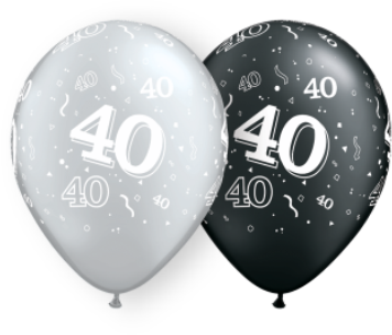 Ballon 40 ans - Argent/Noir - 11"