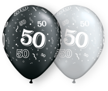 Ballon 50 ans - Argent/Noir - 11"
