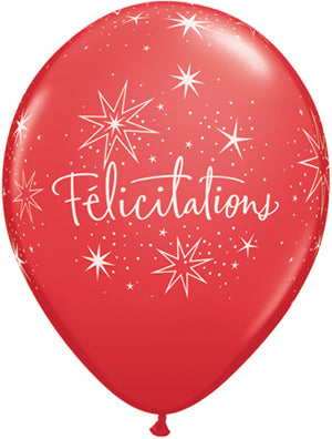 Ballon félicitations avec étoiles festive - 11"