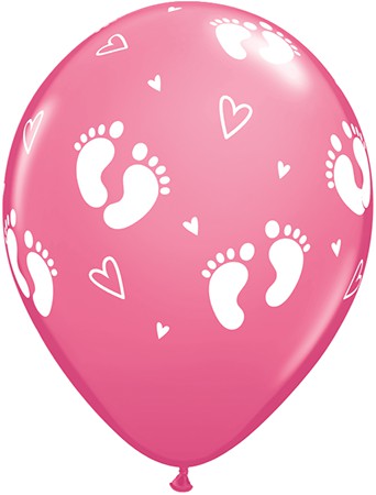 Baby footprints & hearts 11"Rose - 11"