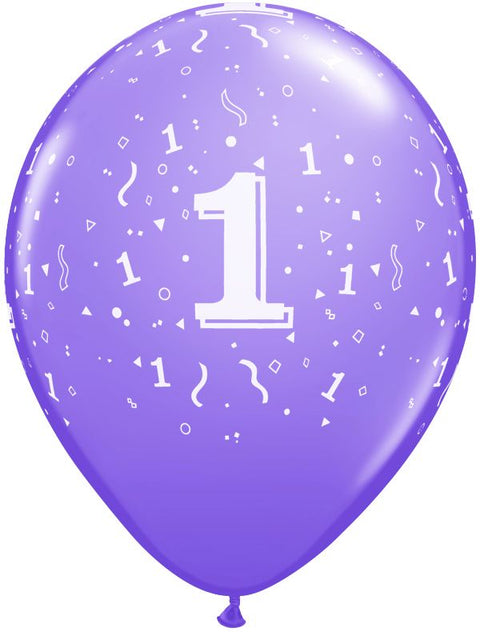 Ballon nombre #1 avec confetti - 11"
