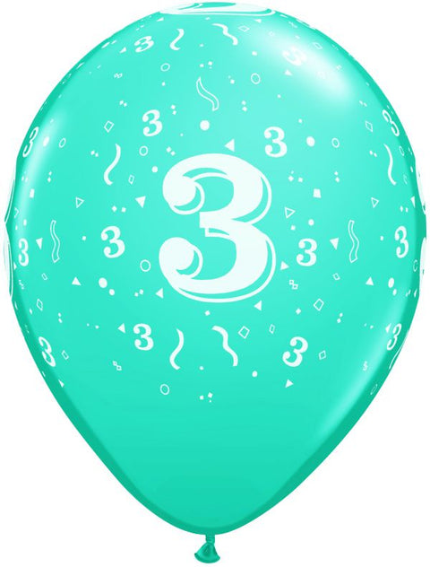 Ballon nombre #3 avec confetti - 11"