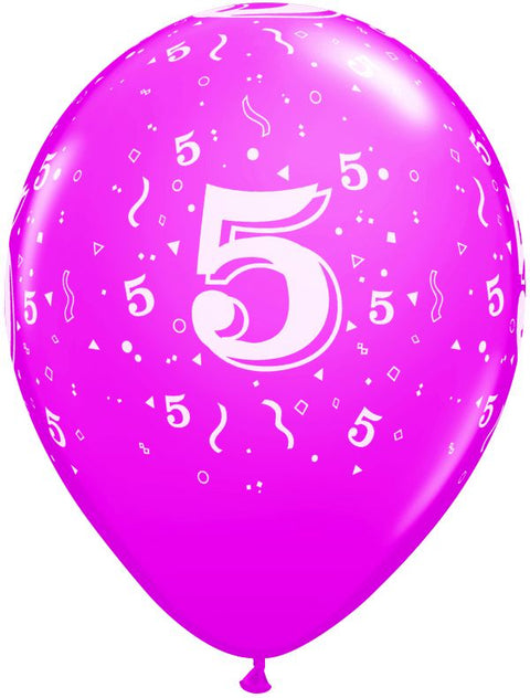 Ballon nombre #5 avec confetti - 11"