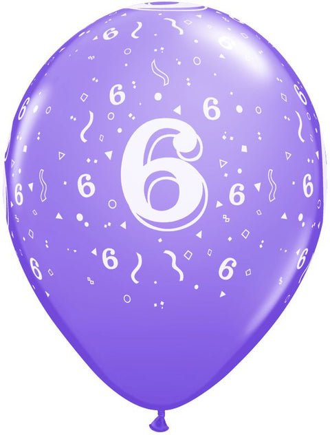 Ballon nombre #6 avec confetti - 11"