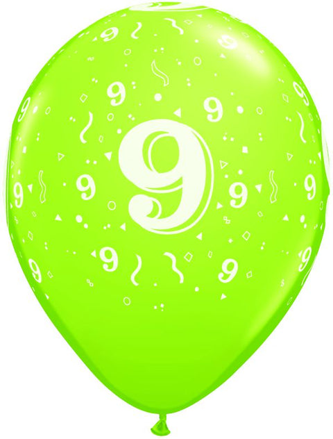 Ballon nombre #9 avec confetti - 11"