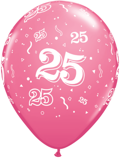 Ballon nombre #25 avec confetti - 11"