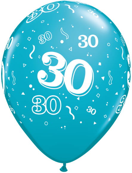 Ballon nombre #30 avec confetti - 11"