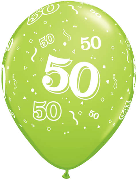 Ballon nombre #50 avec confetti - 11"