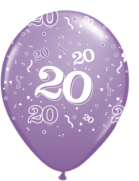 Ballon nombre #20 avec confetti - 11"