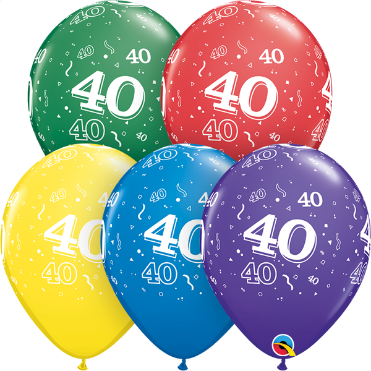 Ballon nombre #40 avec confetti - 11"
