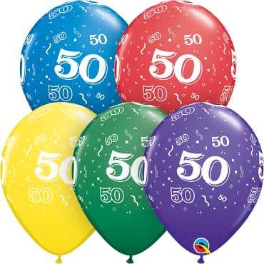 Ballon nombre #50 avec confetti - 11"