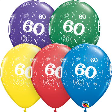 Ballon nombre #60 avec confetti - 11"