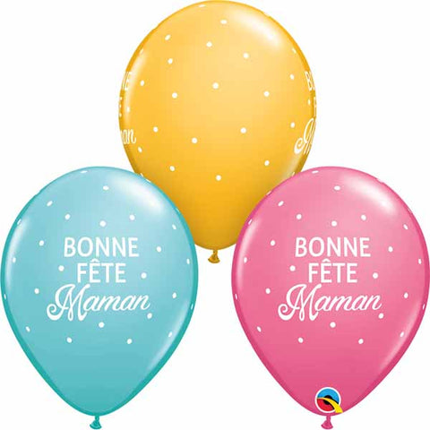 Ballon bonne fête maman - Cyan/Jaune/Rose - 11"